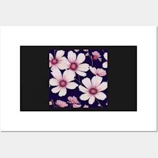 Pink Cosmos on Dark Background Posters and Art